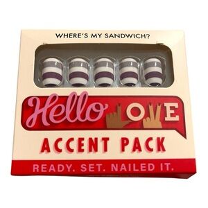 Hello Love Accent Nail Pack - Purple Striped Design